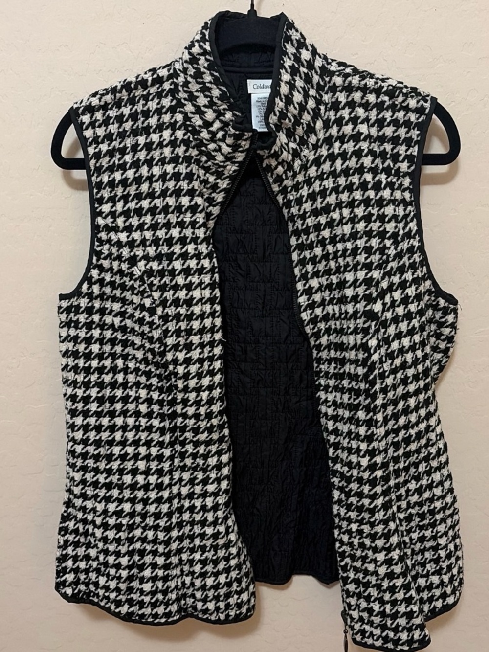 Coldwater Creek Black & White Houndstooth Quilted Vest